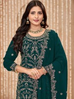 Teal Green Faux Georgette Salwar Kameez